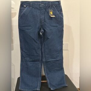 NEW TAG! CARHARTT‎  DARK BLUE 'FLAME-RESISTANT' DUNGAREE CARGO JEANS PANTS